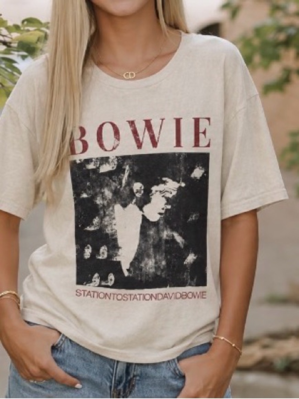Bowie Graphic Tee - Cream Vintage Band Shirt